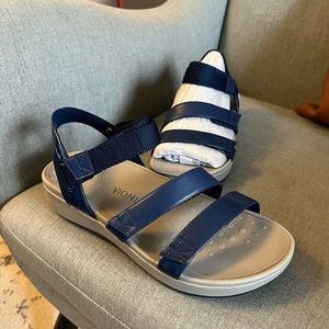 Vionic Adjustable Wedge Sandals - Misty/ blue